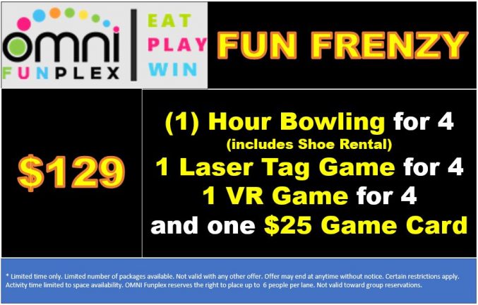 Omni Funplex bowling deals, specials, coupons, deals for laser tag